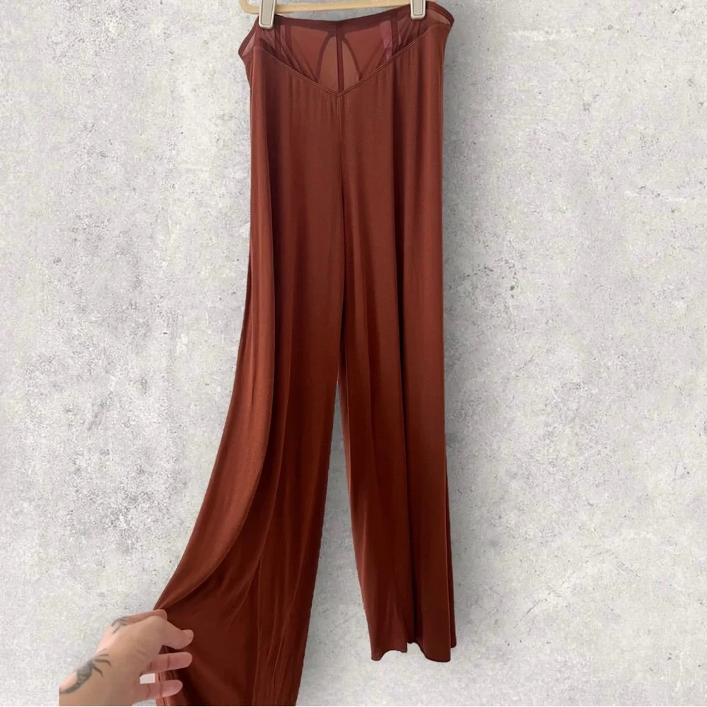 Savage X Fenty Aqua Hour Wide Leg Pant Cookie Brown Size L